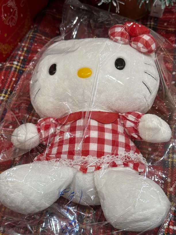 鱼尾专拍草莓格纹kitty公仔