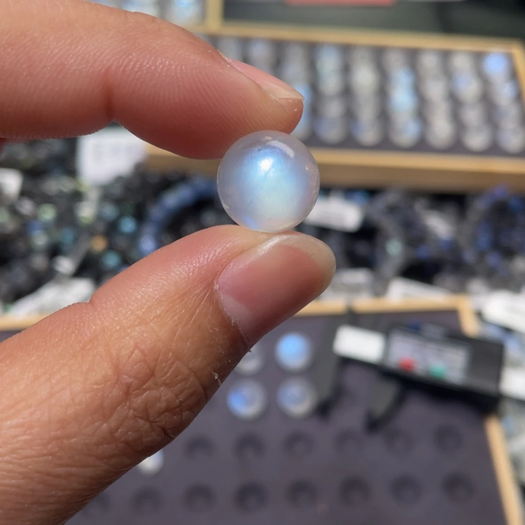 月光石手链未镶嵌无****白蓝月光单珠13.4m