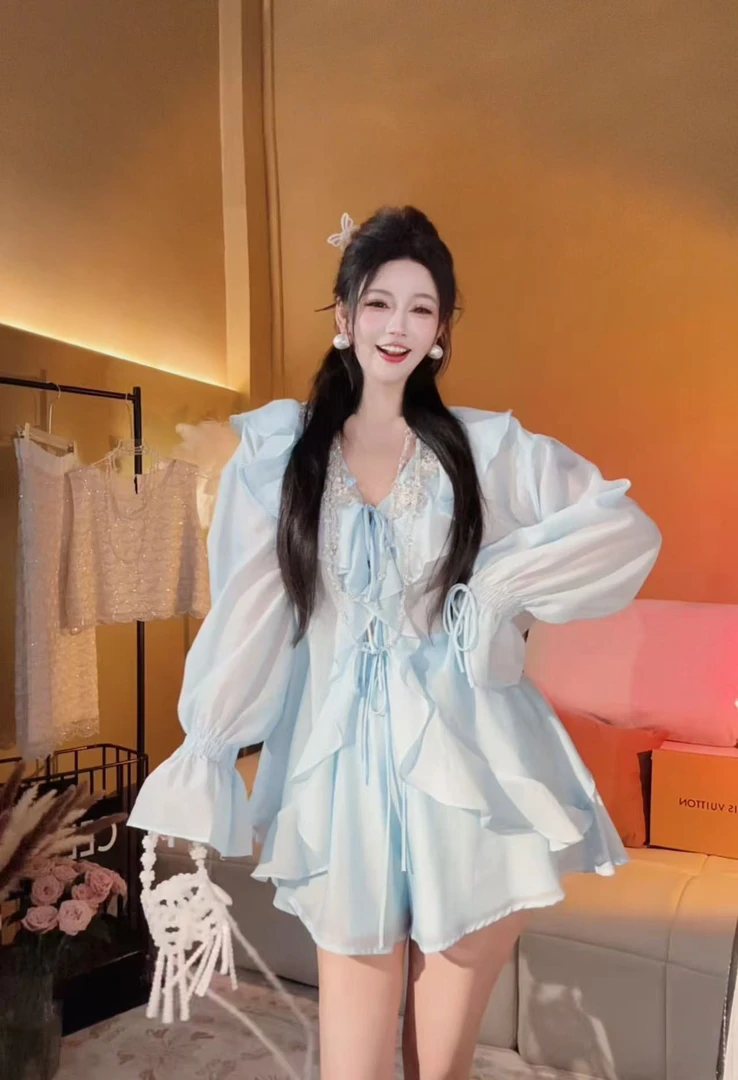 【崔】A0121休闲风甜美风时尚套装韩版时尚洋气薄款女装初恋两件套