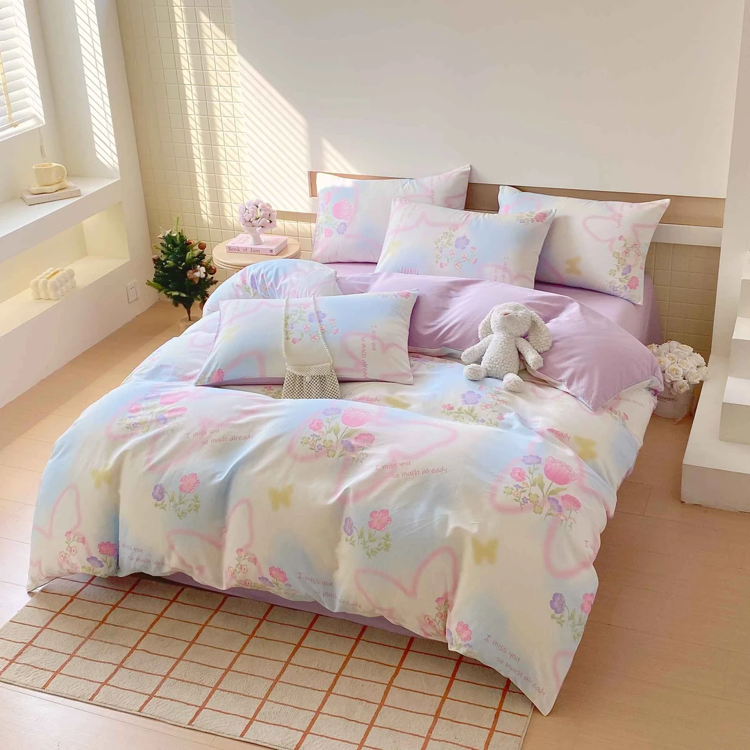 全棉100%棉长绒棉斜纹印花四件套四季通用高支密床上用品