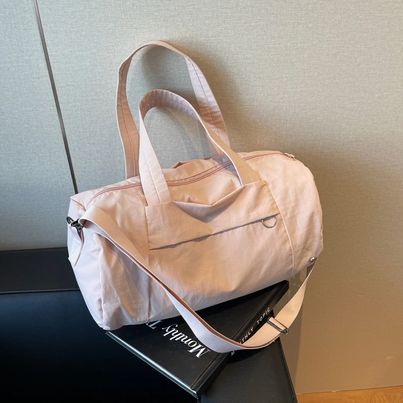 日系无印简约短途旅行包女轻便外出单肩包大容量学生行李包手提包