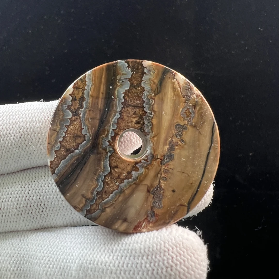 N1793天然猛犸牙 臼齿平安扣 39*10mm支持鉴定 假一罚四