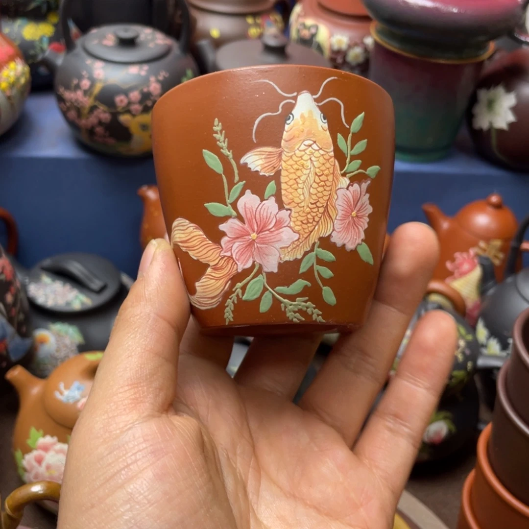 红泥茶杯紫砂主人杯150cc