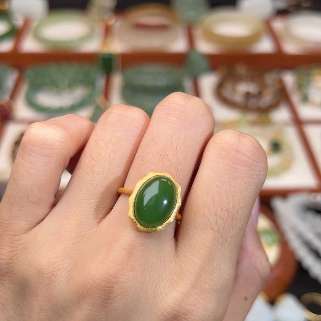 和田玉银S925镶嵌戒指