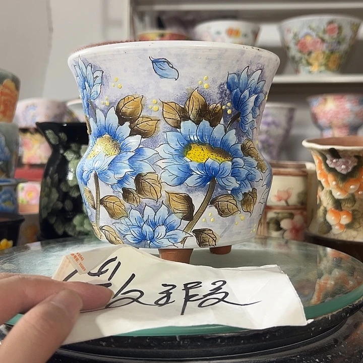 景德镇手绘花盆 满38包邮