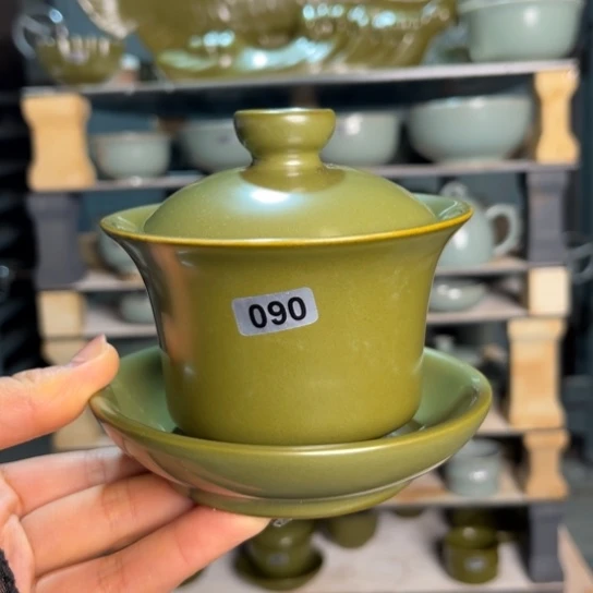 杯090茶叶末马蹄三才盖碗福利款裸发