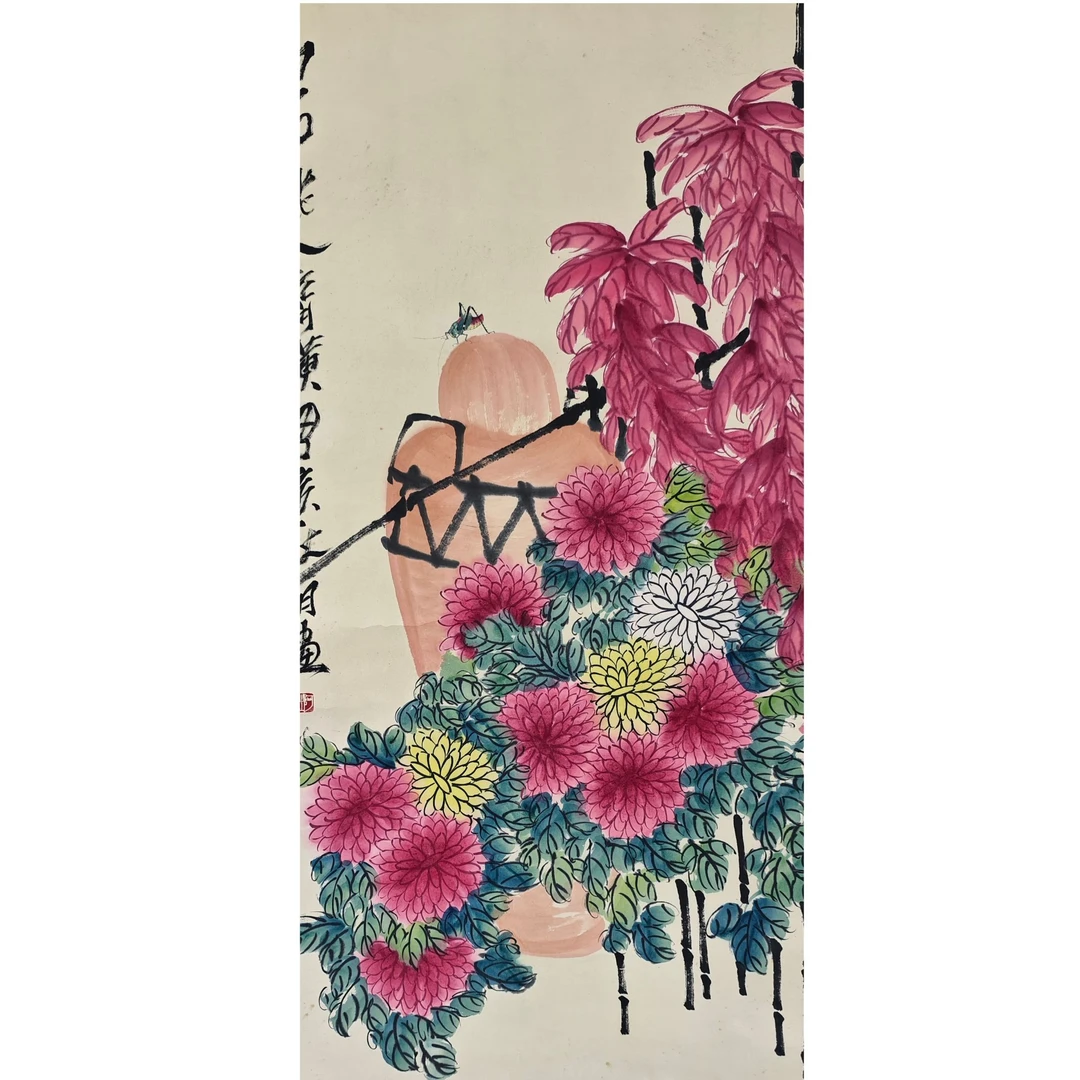 齐老款 花卉立轴 138×68