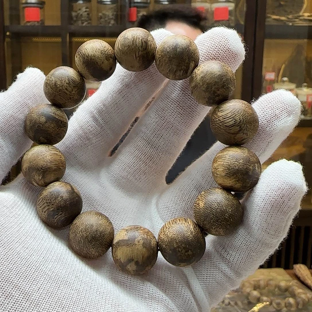 沉香木手串6***馍国香棋楠念珠老白棋1.6mm21.9g