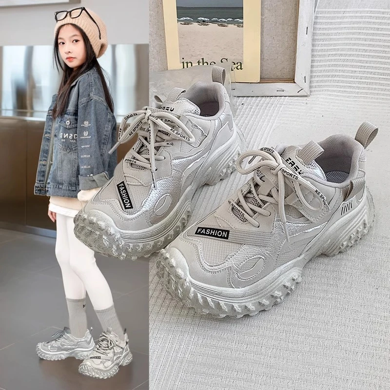 女童二棉运动鞋2025新款冬季儿童保暖加绒女孩休闲轻便学生老爹鞋