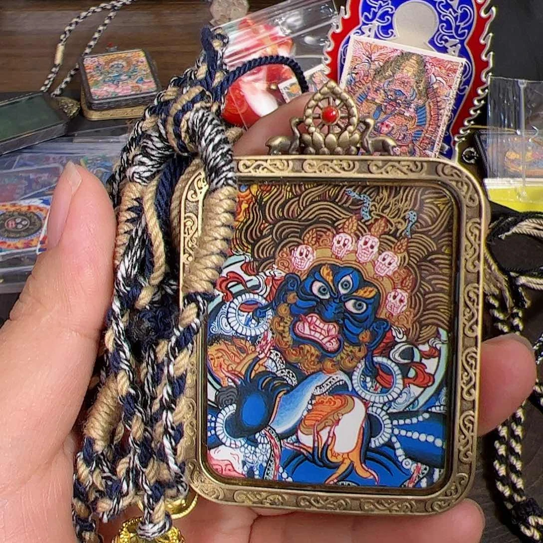 吊坠大黑天纯手绘唐卡