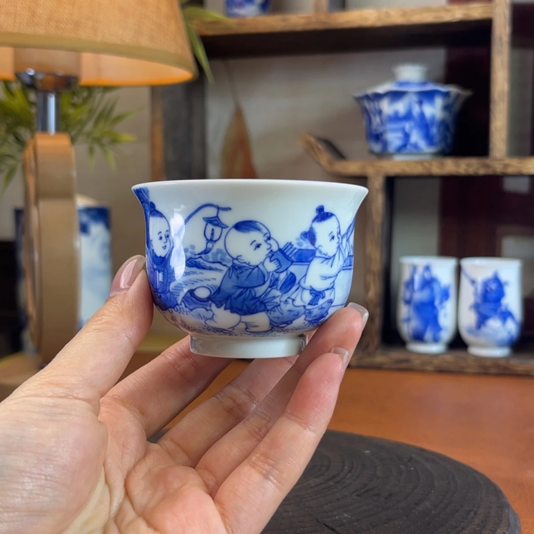 红*灯手绘青花人物童子