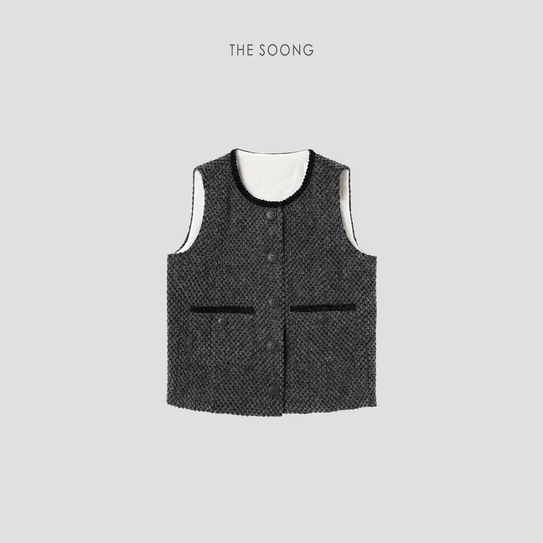 THESOONG|精裁羊毛手工编织颗粒花边马甲外套HWMJ7649