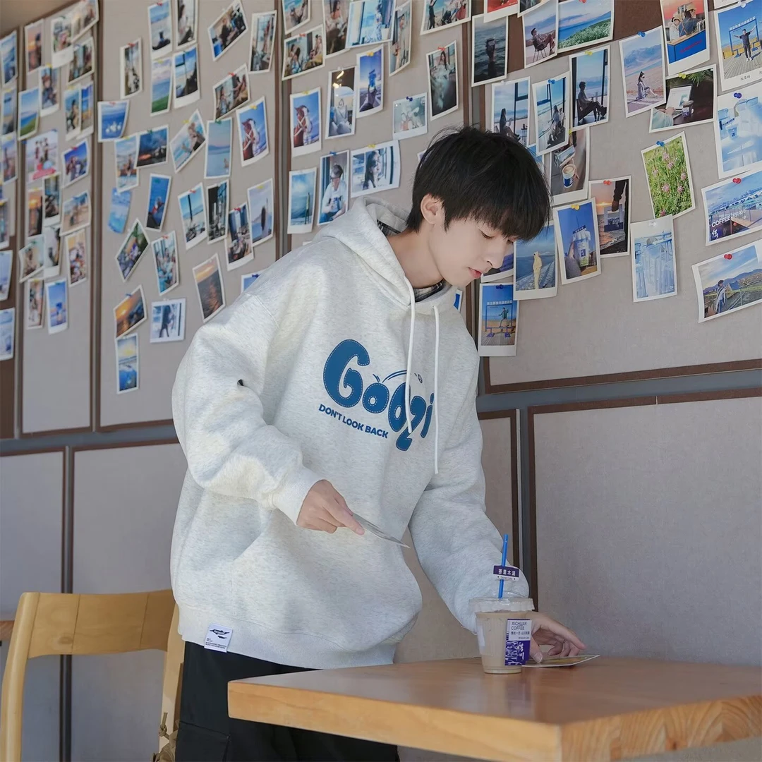 重磅印花卫衣男春秋季2025新款休闲男装帽衫oversize潮牌美式外套