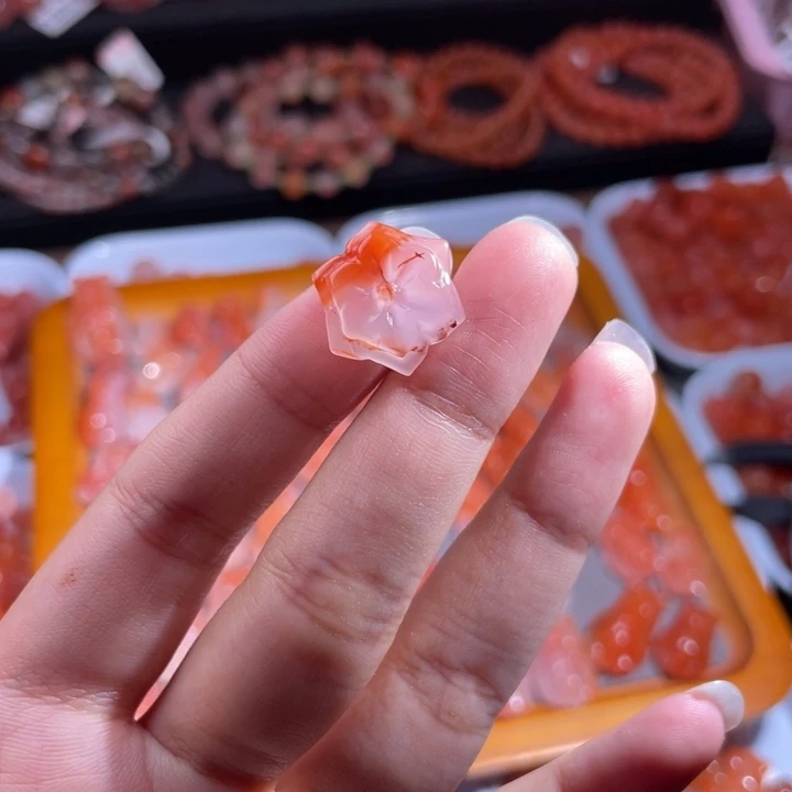 南红玛瑙未镶嵌配饰六角莲花2201打孔备注