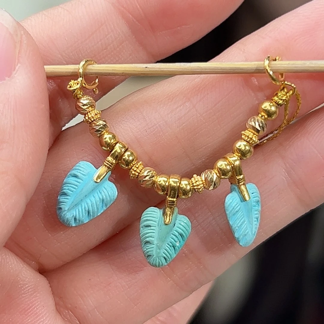 绿松石珠宝奇石18K金镶嵌