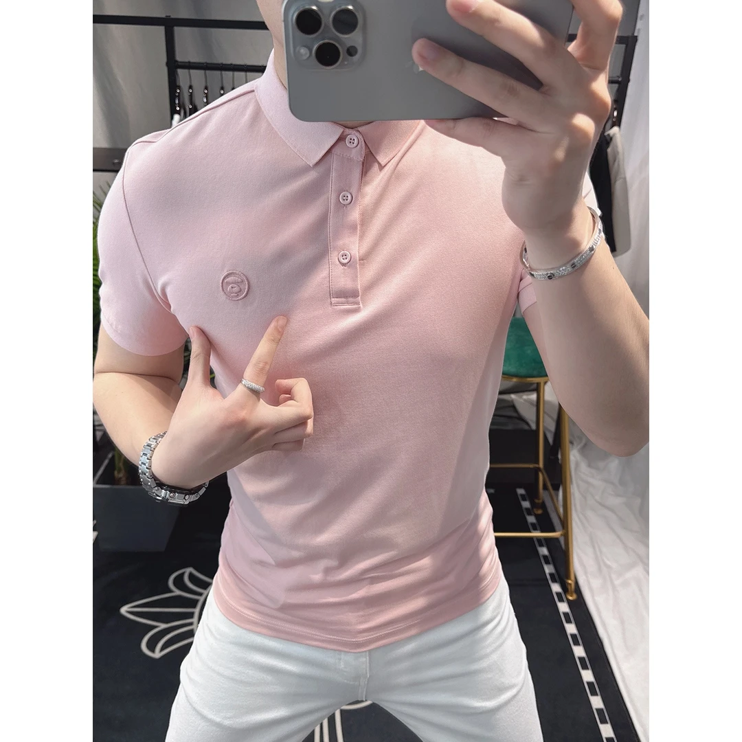 欧洲站2025夏季短袖t恤男高端时尚翻领简约刺绣潮牌男士polo衫薄