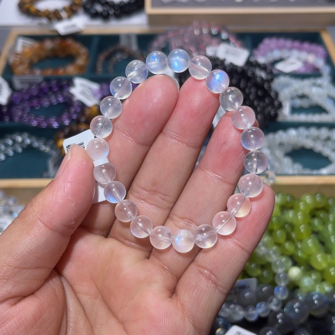 月光石手链未镶嵌小**儿蓝月光手链8.2m