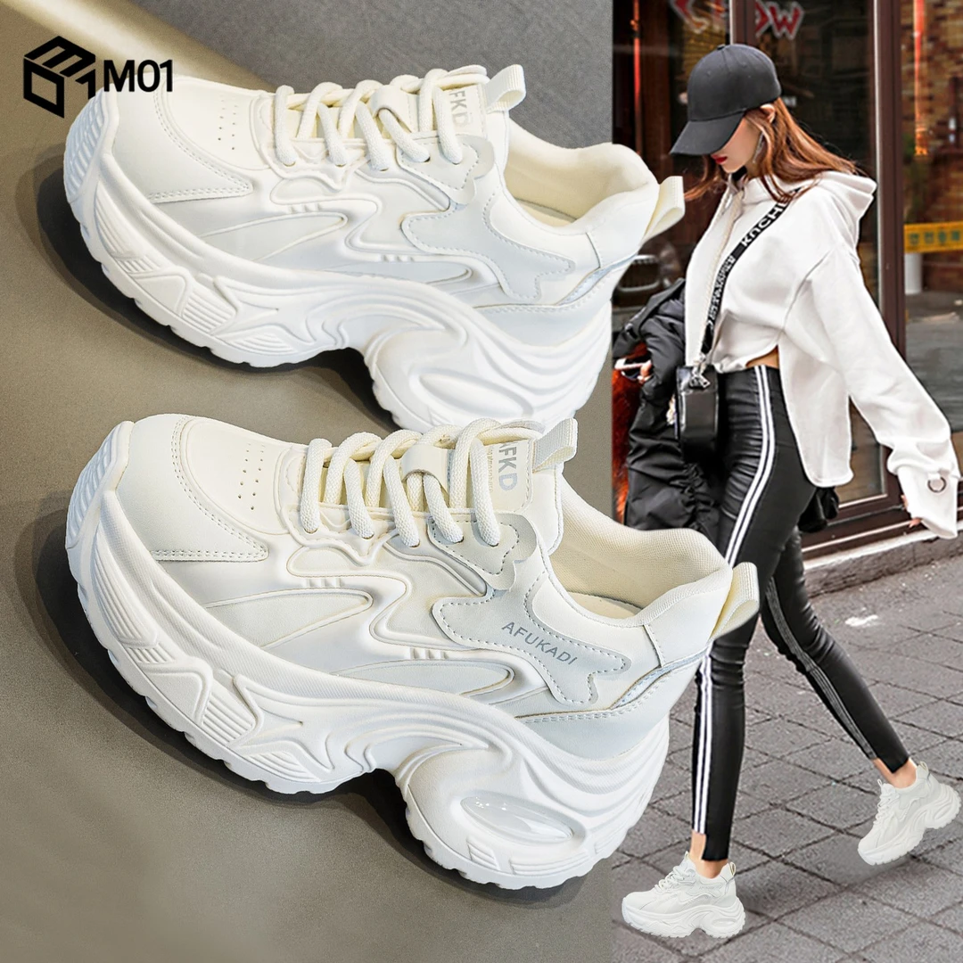 M01巨好看厚底老爹鞋女春季新款百搭小个子增高运动休闲小白鞋