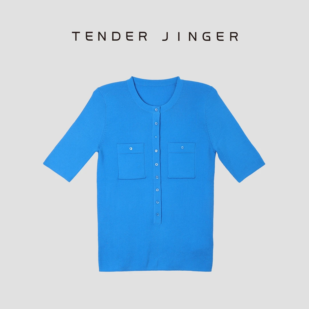 【专柜】2024春夏圆领双口袋中袖针织衫T42CY75015