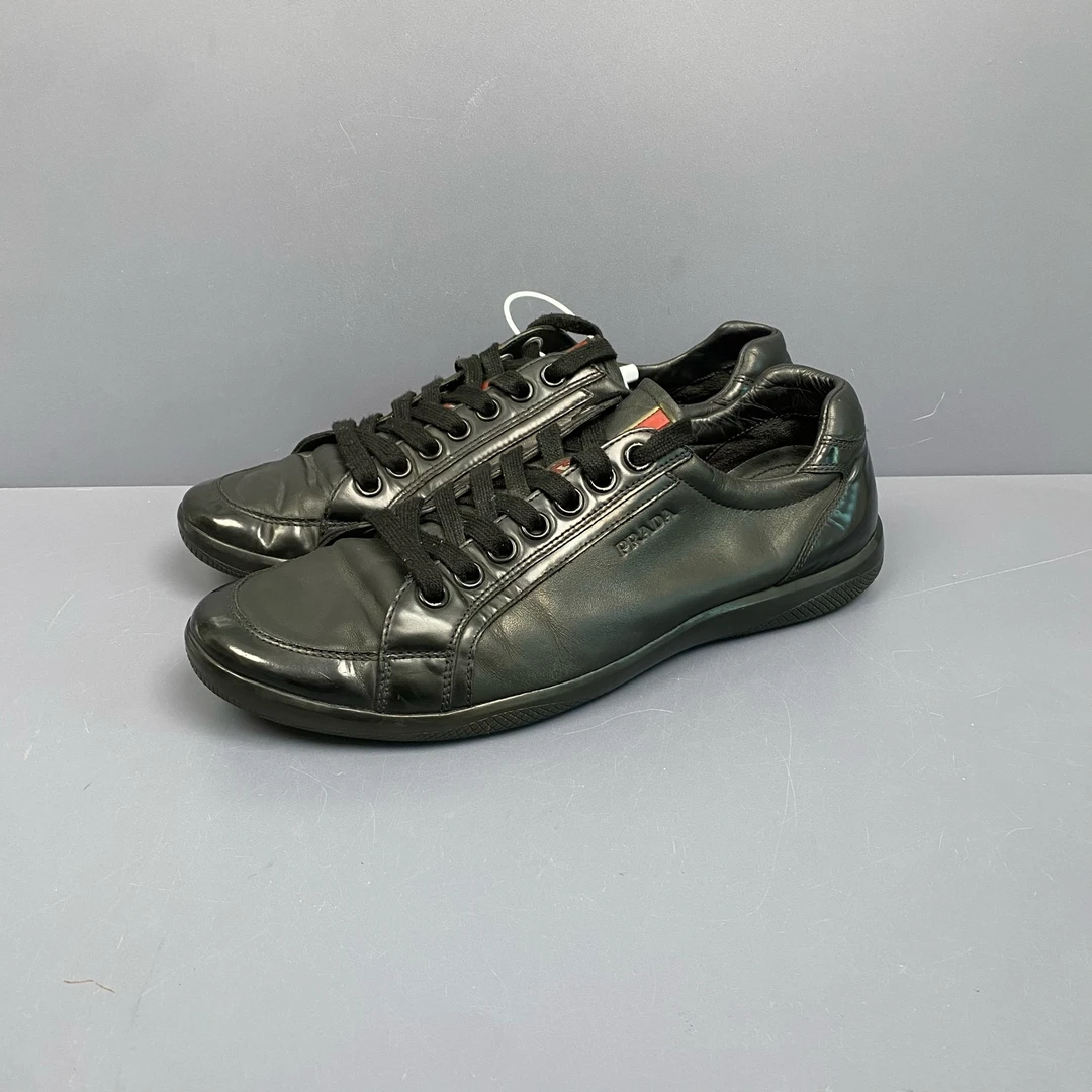 95新 Prada/普拉达 42 Prada普拉达黑红小logo板鞋休闲鞋很新 280