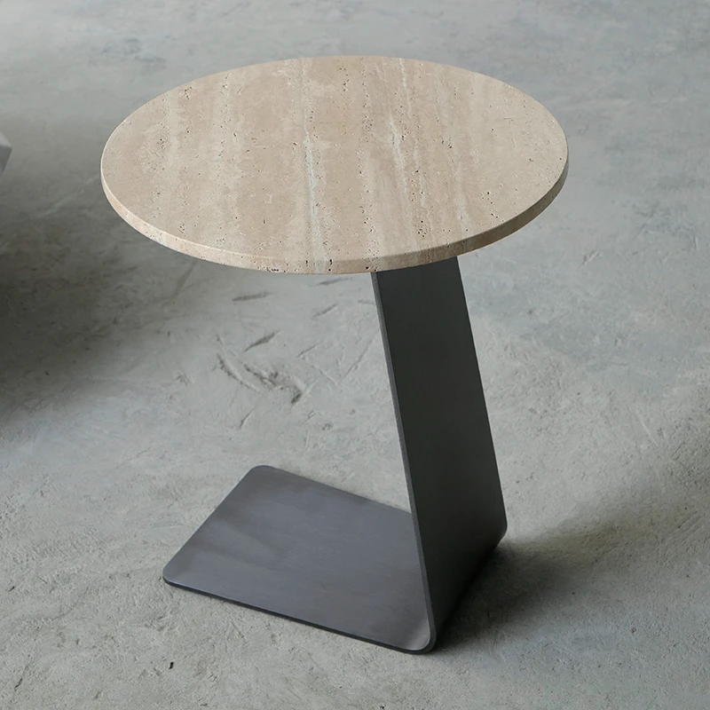 天然大理石边几轻奢极简客厅沙发创意茶几洞石小圆桌组合102G