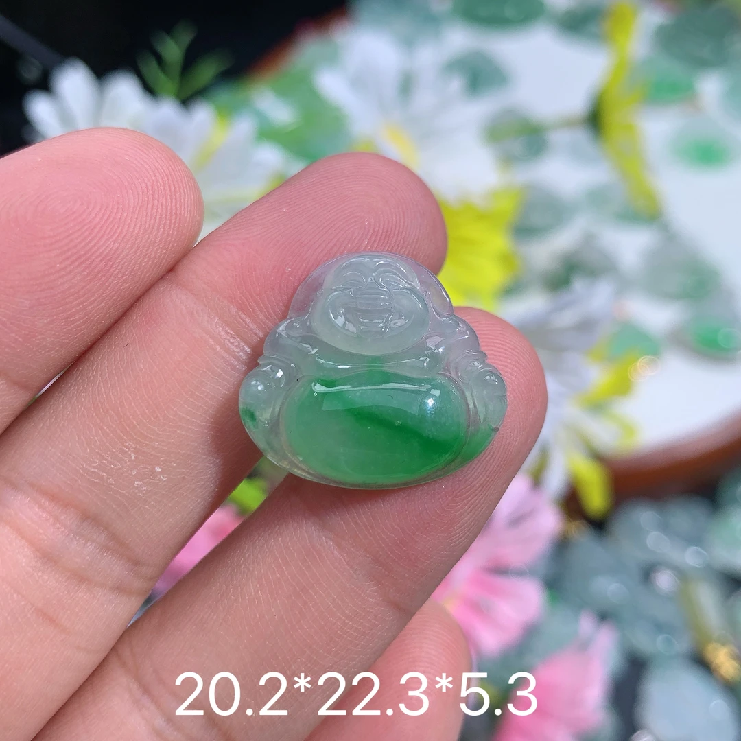 缅甸天然翡翠A货冰润飘阳绿佛公吊坠夏气质时尚镶嵌女款绿色