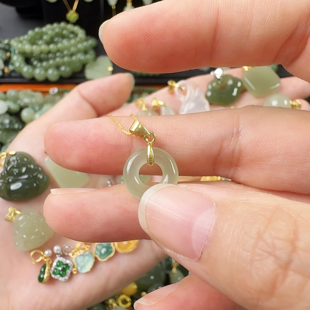 和田玉银S925镶嵌颈饰