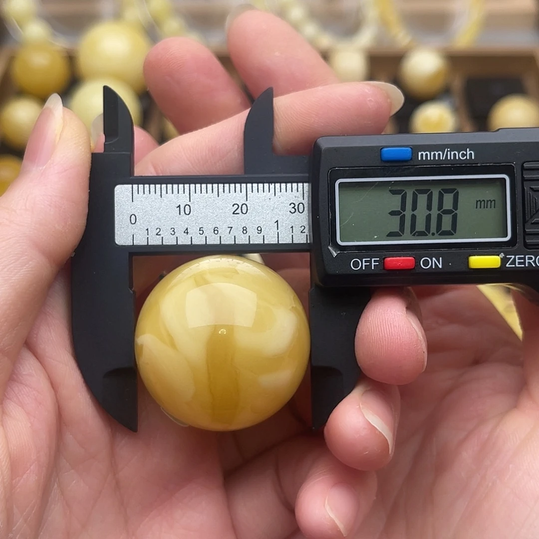 琥珀未镶嵌裸石蜜蜡满蜡圆珠