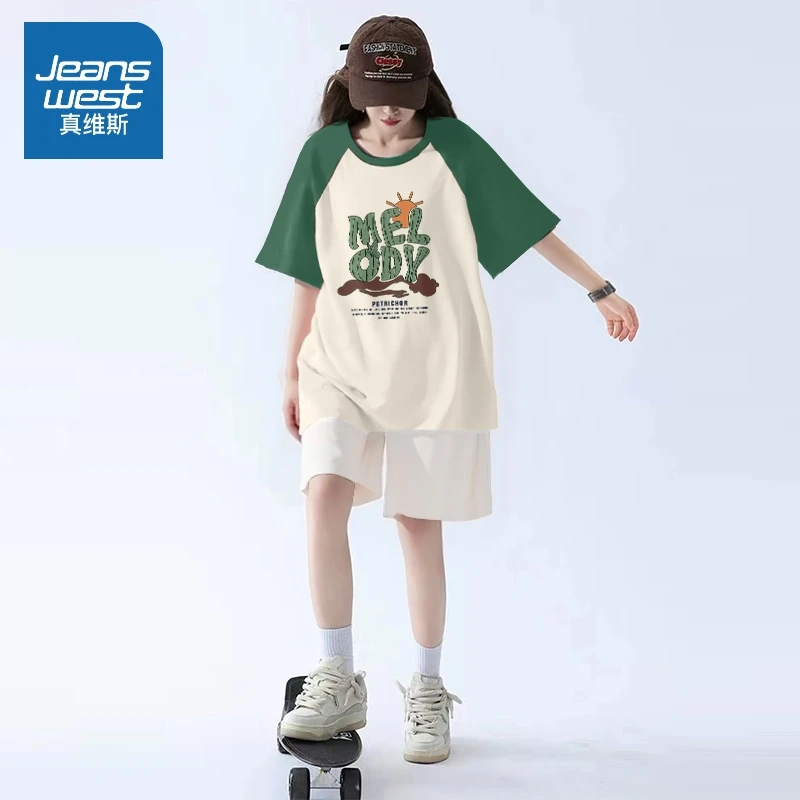 真维斯 运动套装女2025新款夏日大方得体穿搭一整套半袖两件装女