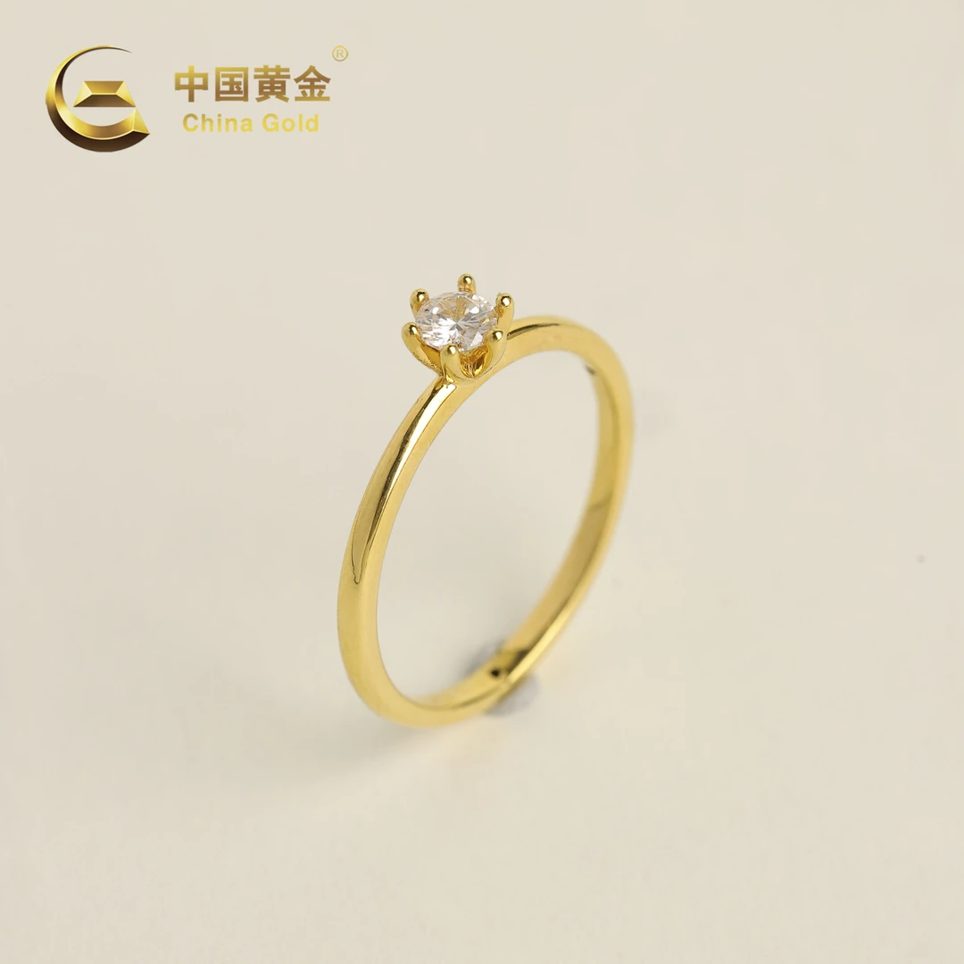 莫桑石 【中国黄金】携福 | 18K金六爪戒指-J1969-臻
