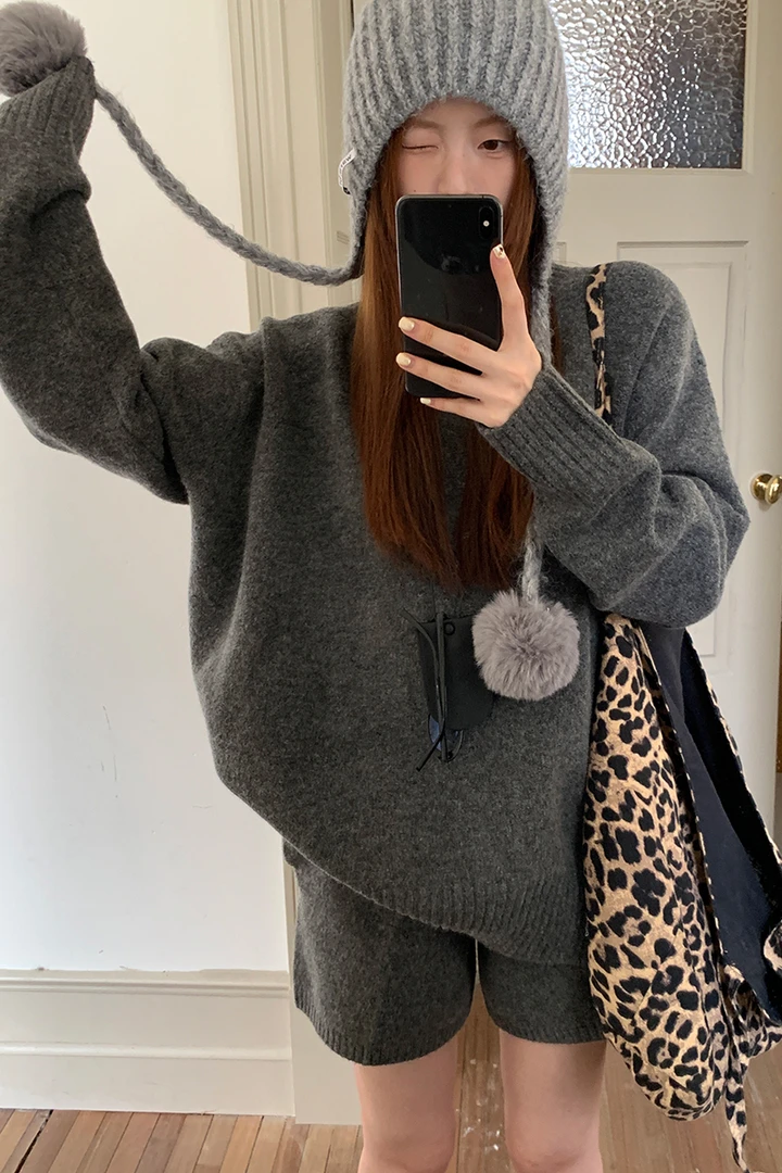 【莫斯科套装】冬二件套女装针织宽松慵懒风韩版时尚百搭复古8060#