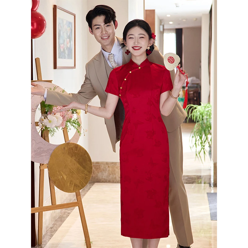 赤婳 | 红色旗袍2025新款敬酒服新娘新中式订婚结婚小个子115