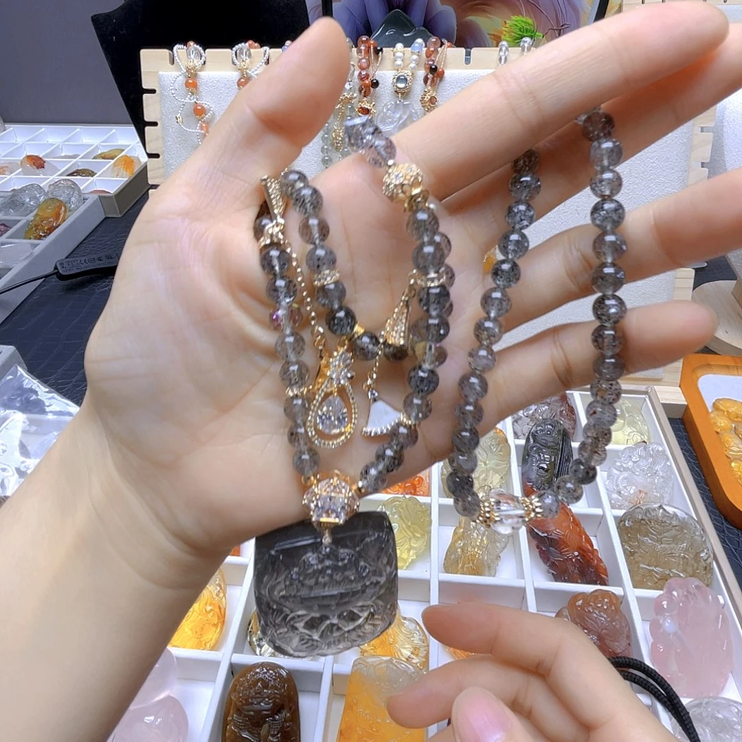 姐***姐颈饰银S925镶嵌紫晶水晶手链项链两用款