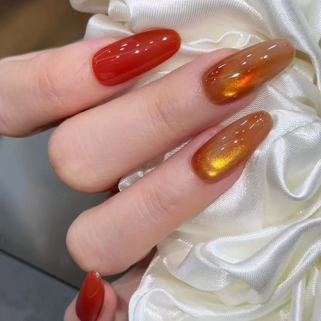 西红柿 纯手工定制穿戴甲美甲成品美甲贴片10片