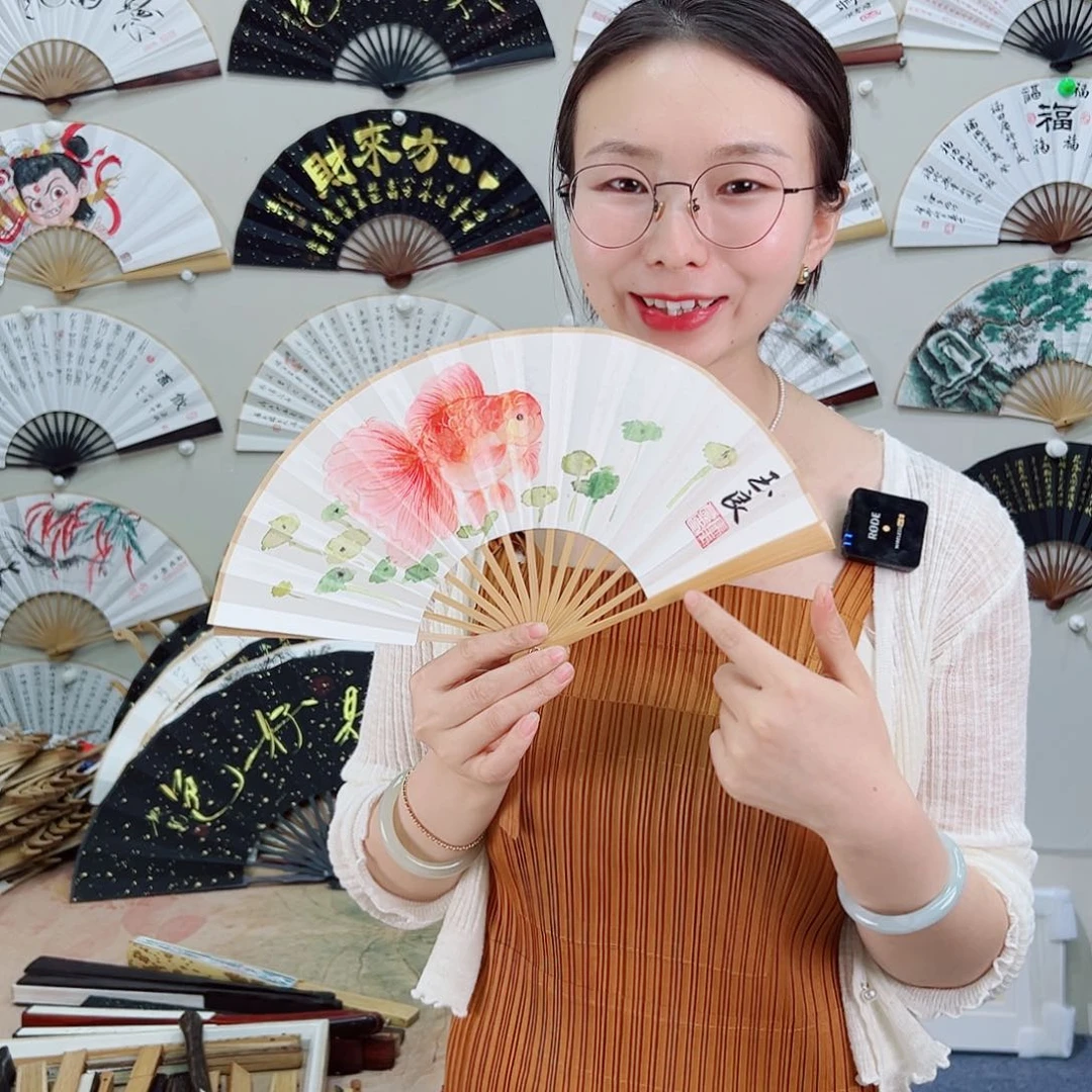 书法6寸玉竹-文玩扇-手写-粘好发出