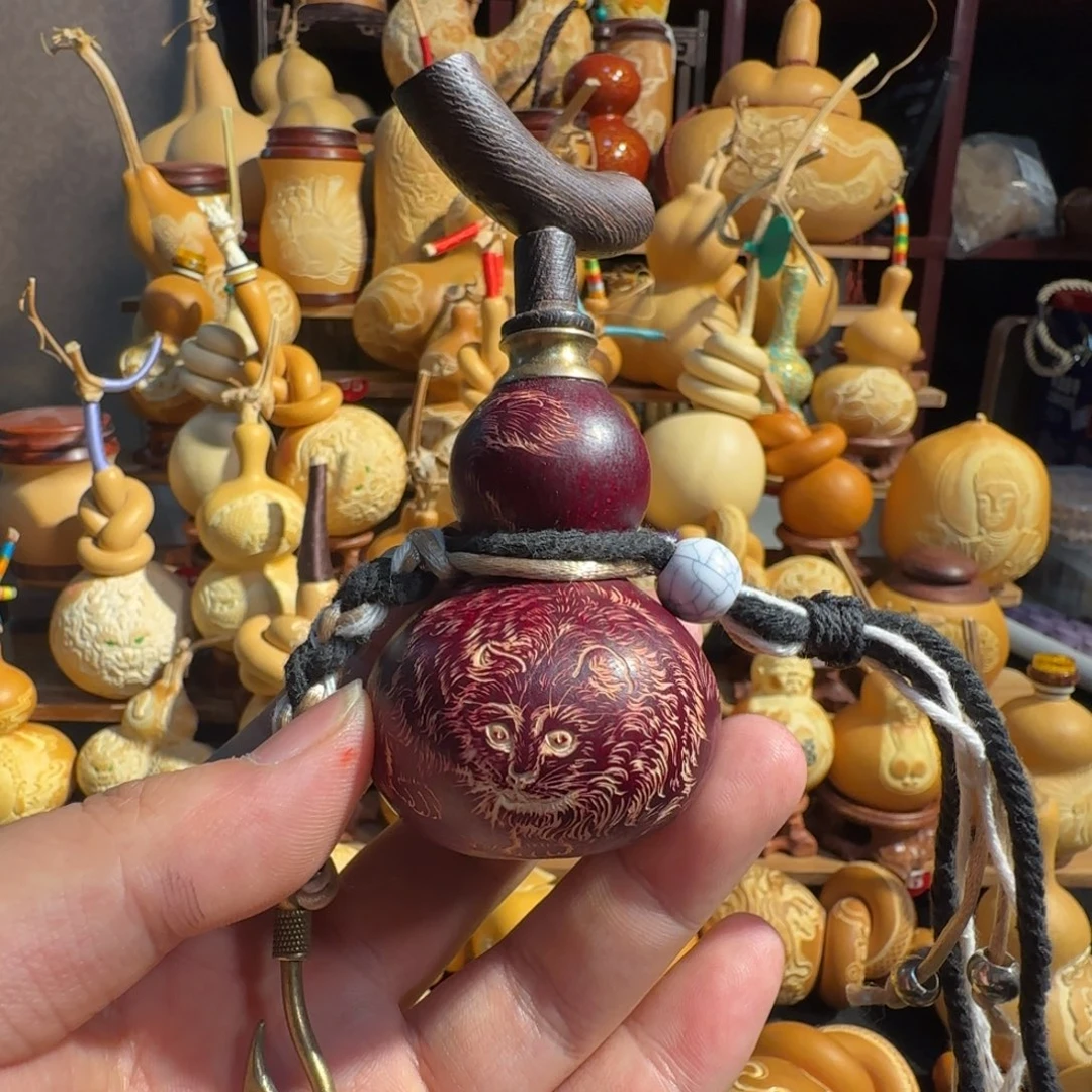 有机玻璃大漆酒葫芦小猫雕刻