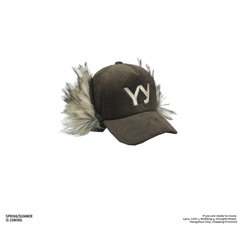 【线上商店】cleanfit帽子男刺绣灯芯绒耳罩帽棒球帽秋冬毛绒鸭舌帽