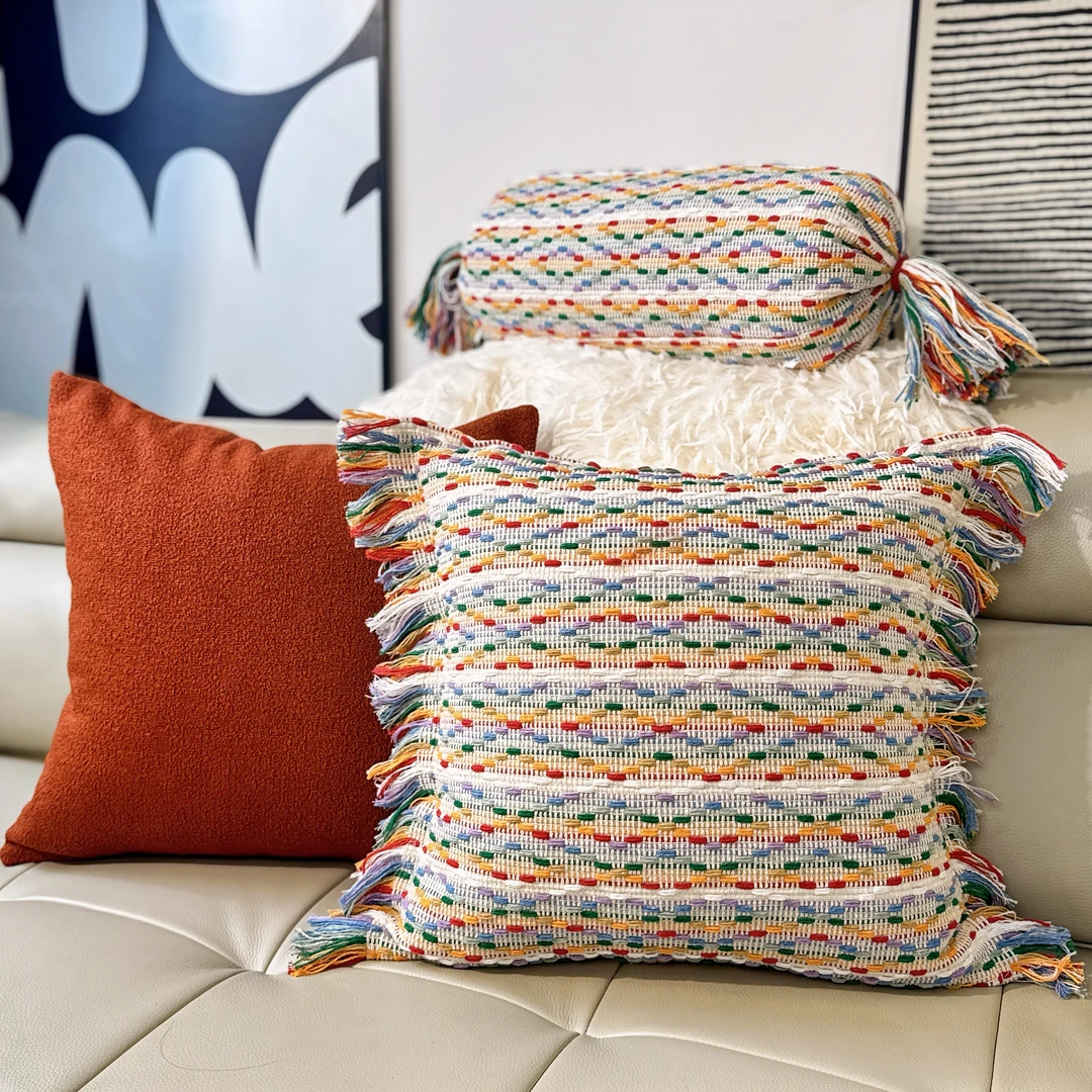 彩色糖果沙发抱枕红色系喜庆抱枕装饰腰枕多巴胺卧室靠垫