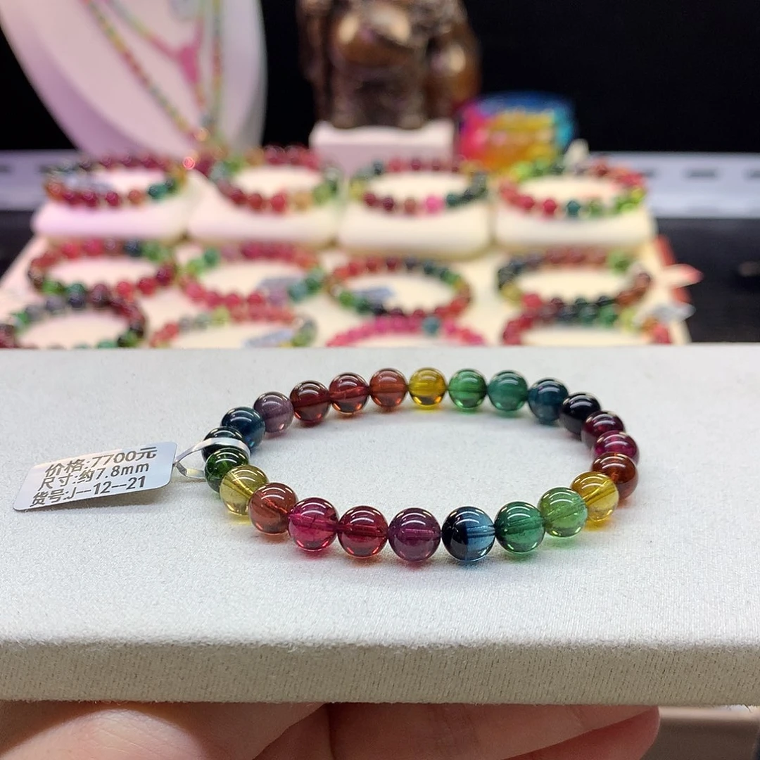 碧玺未镶嵌手串老矿7.8mm