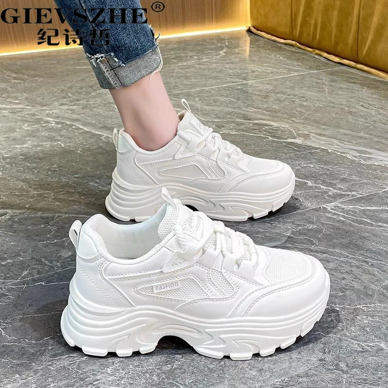 纪诗哲ins潮透气休闲运动鞋女夏季新款厚底内增高百搭老爹鞋女款