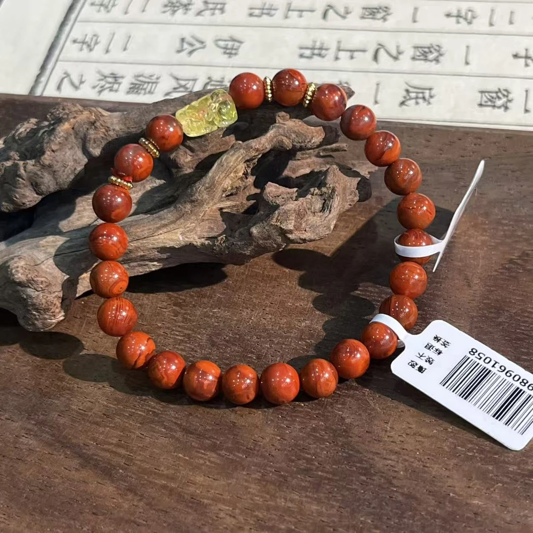 【真石】川料南红金珀貔貅DIY手串7mm  ZSA028ADD018