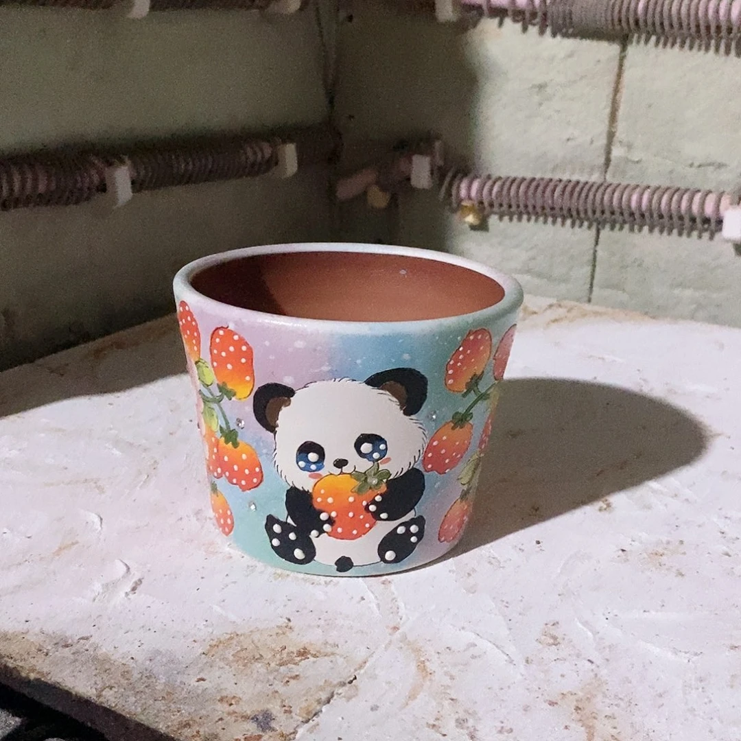 紫砂花盆红陶手绘花盆
