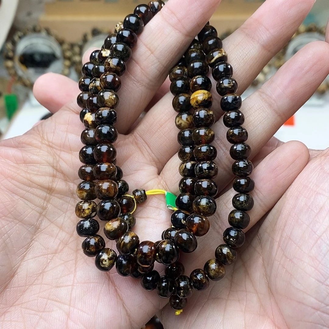 琥珀未镶嵌手链7黑