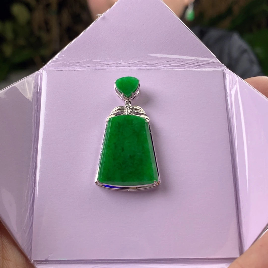 淼***儿翡翠18K金镶嵌颈饰