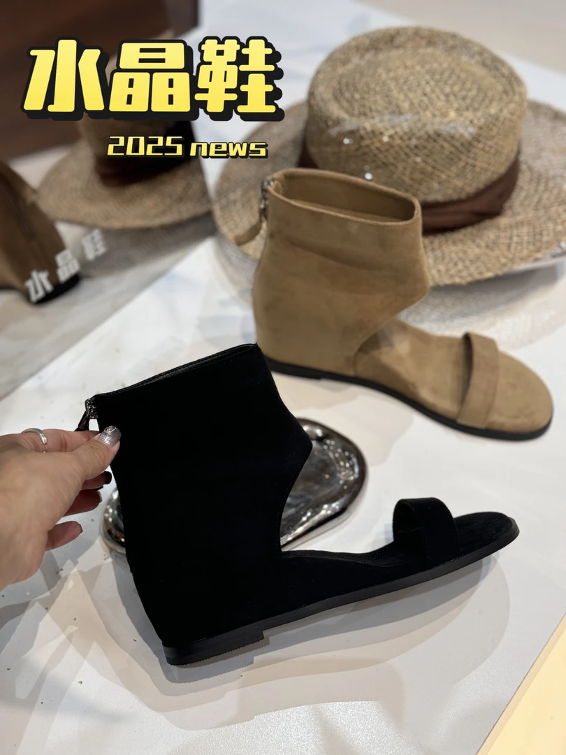 【9Y】2025复古休闲小众设计感罗马女夏季新款韩版一字带后拉链