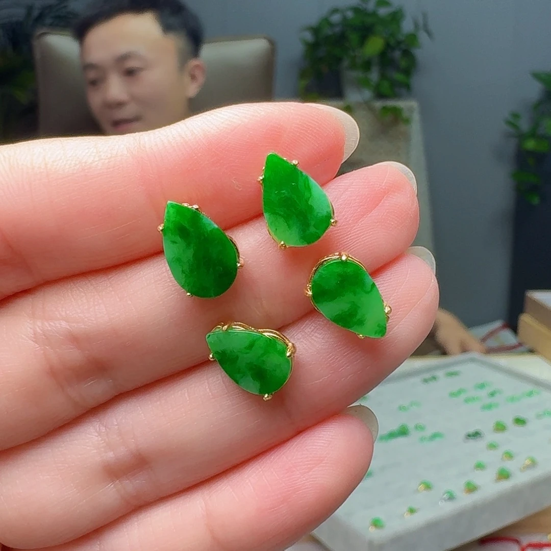 银S925镶嵌翡翠耳饰多样性发货其一