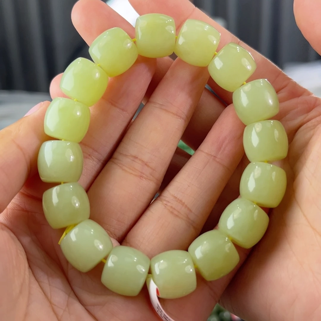 手链未镶嵌和田玉新疆若羌黄口柠檬黄卡14直切