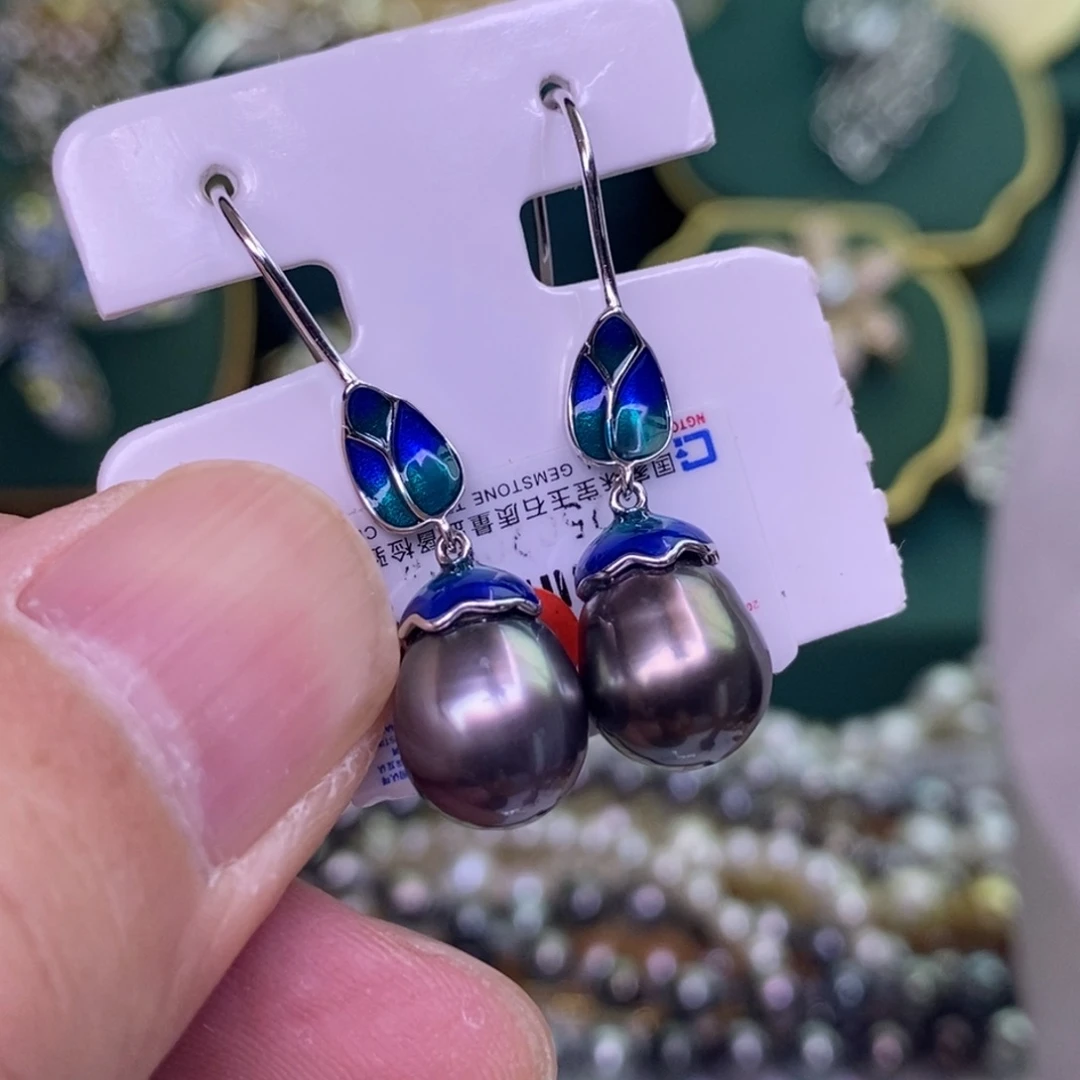 银S925镶嵌耳饰海水珍珠