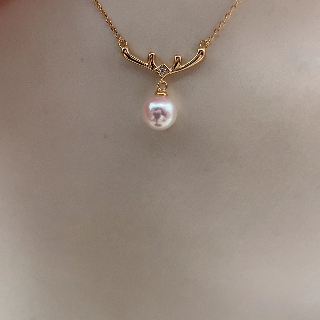 海水珍珠银S925镶嵌吊坠(赠链)7.5-8mm ak