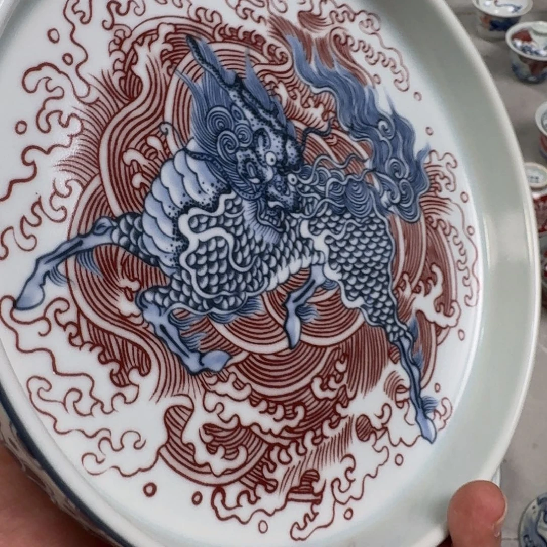 杯景德镇麒麟踏浪大壶承微瑕